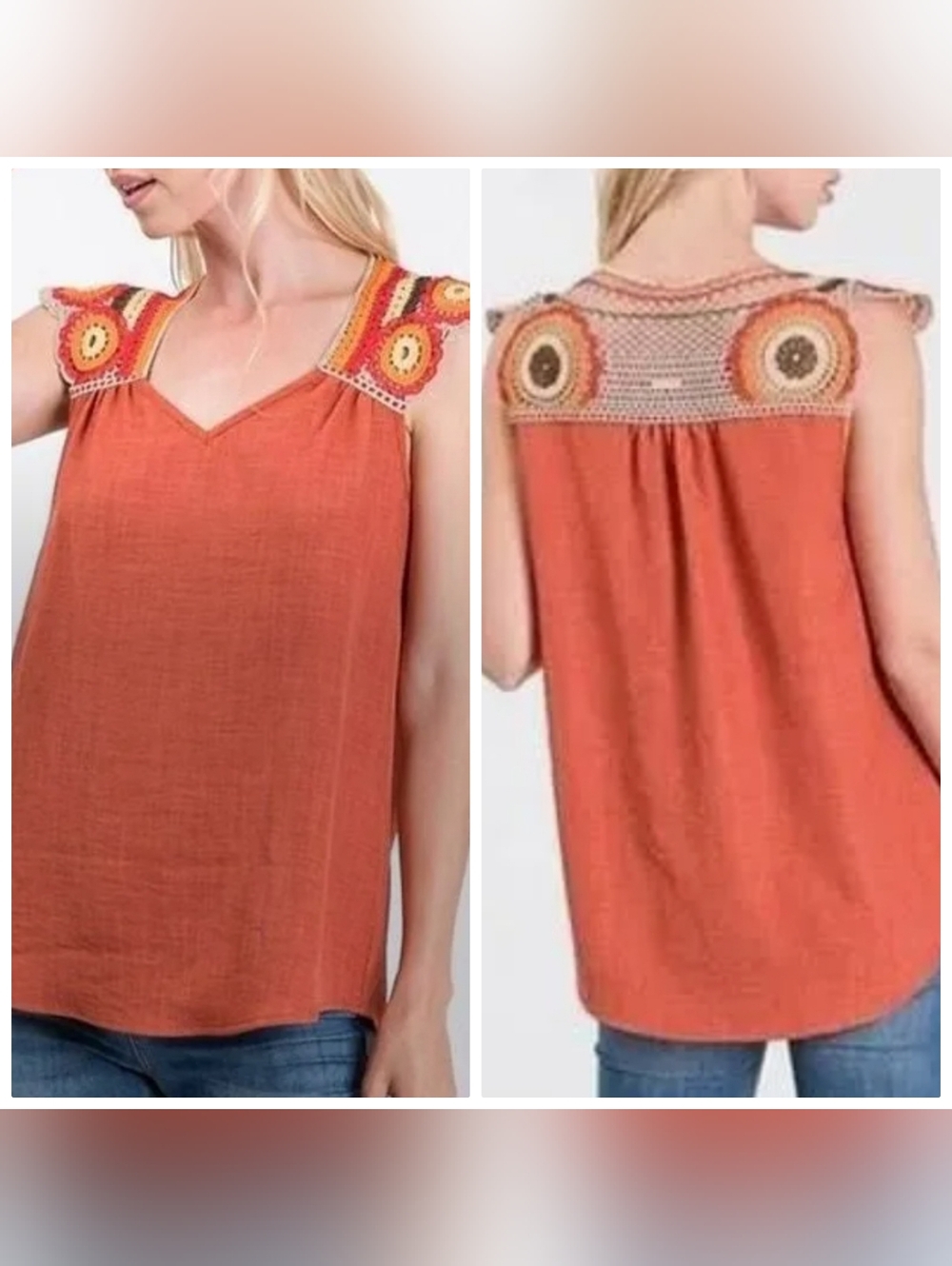 Nwt Hailey & Co Orange Crochet Top